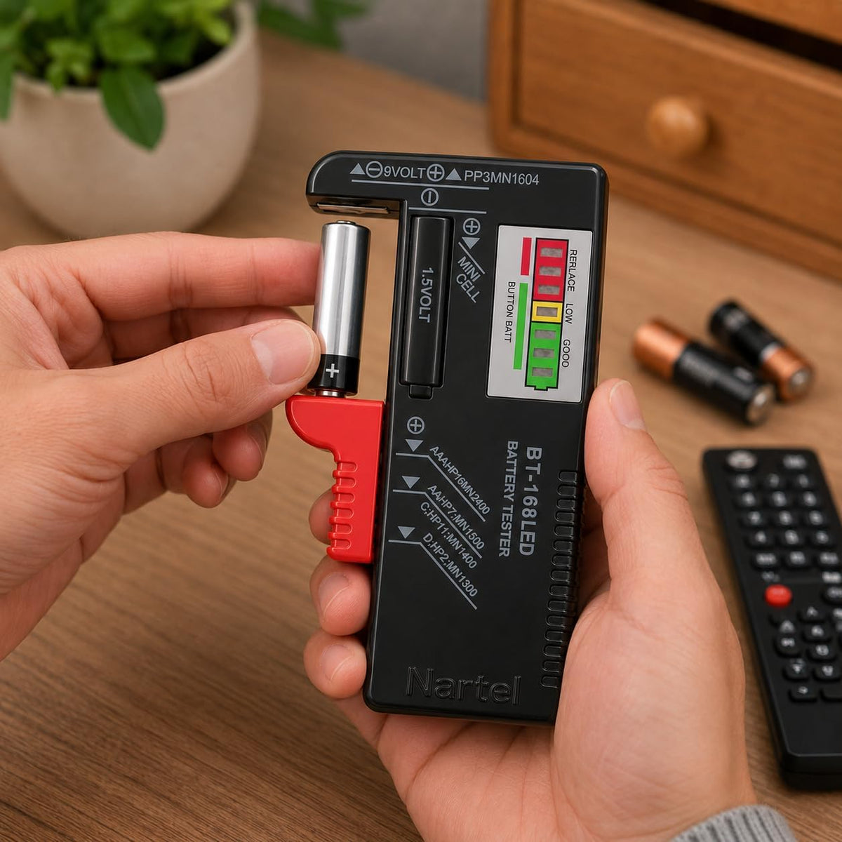 LED Digital Battery Tester Battery Checker Multi Size for AA AAA C D 9V 1.5V Button Cell Batteries (Requires No Battery to Operate)