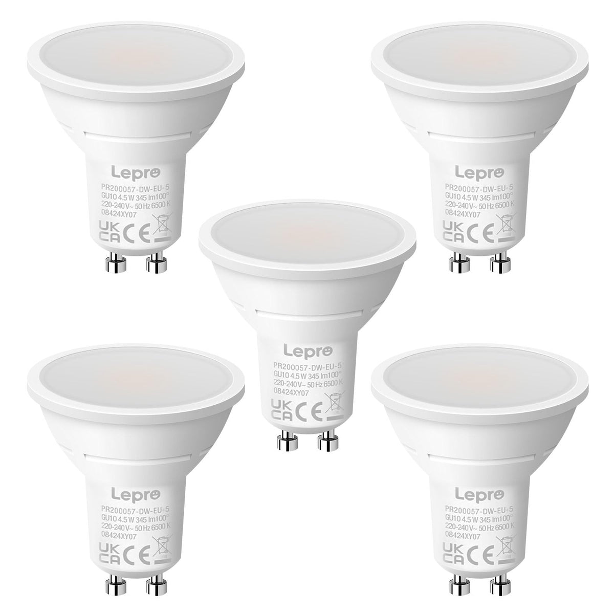 Lepro GU10 LED Bulbs, Warm White 2700K, 4.5W, 50W Equivalent, Pack of 5