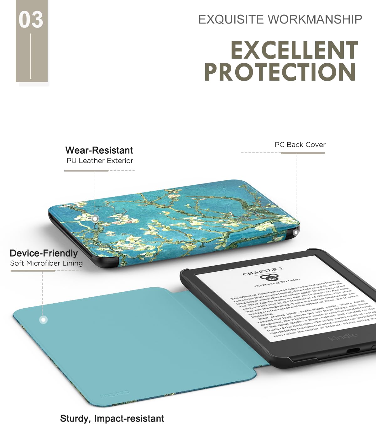 MoKo Case for 6" Amazon Kindle Basic 11th Gen 2024/2022, Matcha