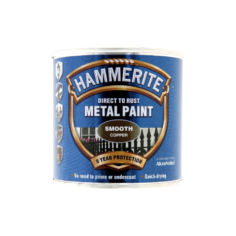 Hammerite Direct to Rust Metal Paint - Smooth Black Finish 250ML, 5084863