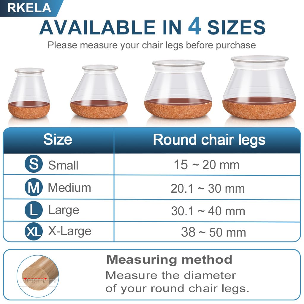 Chair Leg Floor Protectors, 16 Pcs, Medium Round Black