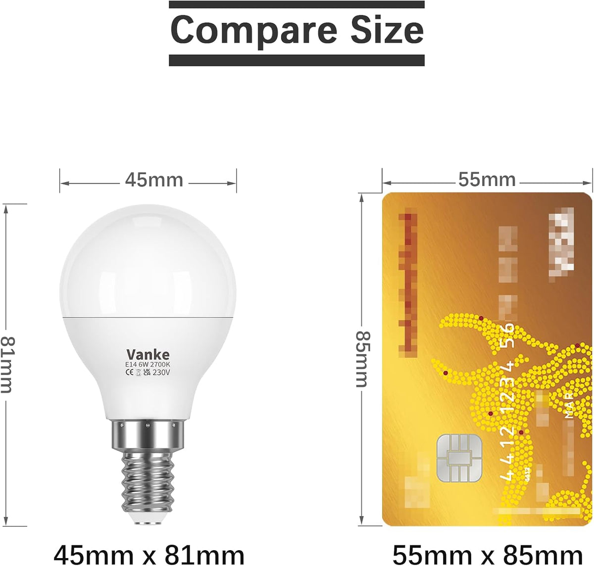 Vanke E14 LED Light Bulb, Warm White 2700K, 6W (40W Equivalent), Pack of 3