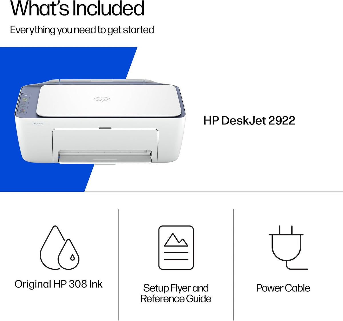 HP DeskJet 2922 All in One Printer | Wireless | Colour | 3 months free Instant Ink Included | Easy Setup & Reliable Wi-Fi | Print, Scan & Copy