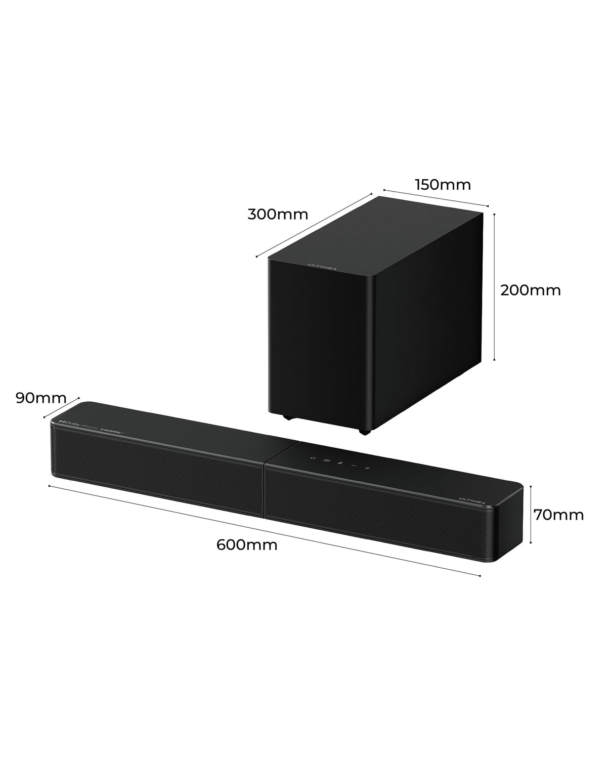ULTIMEA 9.1ch Surround Sound System with Dolby Atmos, 2 Rear Speaker, 6.5" Wireless Subwoofer, RGB Light, App, Detachable Surround Sound System for Home Theater, Peak Power 470W, HDMI eARC, Apollo S90