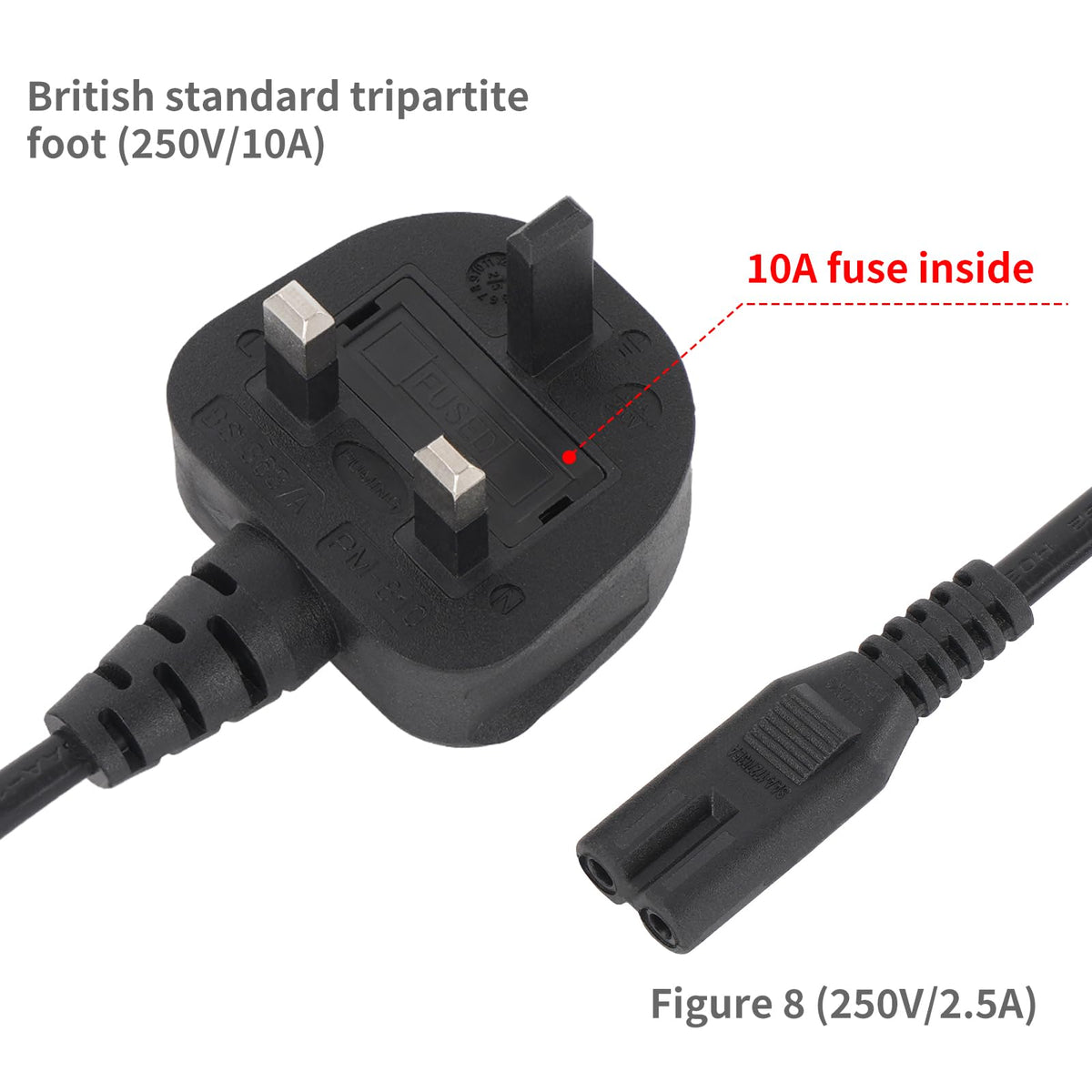 2 Pin Mains Power Lead Figure 8 IEC C7 Cable Compatible With Xbox One S Slim Game Console, Xbox One X, Sony PS2 PS3 PS4 (Slim Edition), PSP, PSV, HP/Samsung/Sony/Acer/Asus/Lenovo/MSI Laptop