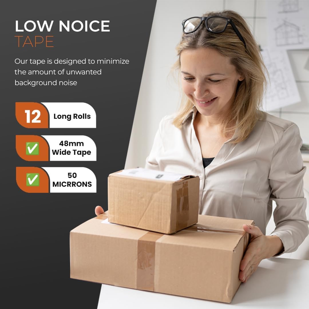 Packaging Tape, Industrial Brown Parcel Tape 3 Rolls With Low Noise - 48mm X 66m, Secure Sticky Brown Tape For Box Packaging, Moving Boxes, Packing Tape Strong For Moving House (3 rolls)