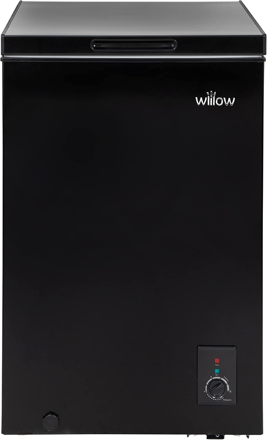 Willow W99CFB Freestanding 99L Chest Freezer with Removable Storage Basket, Suitable for Outbuildings and Garages, 4* Freezer Rating - Black