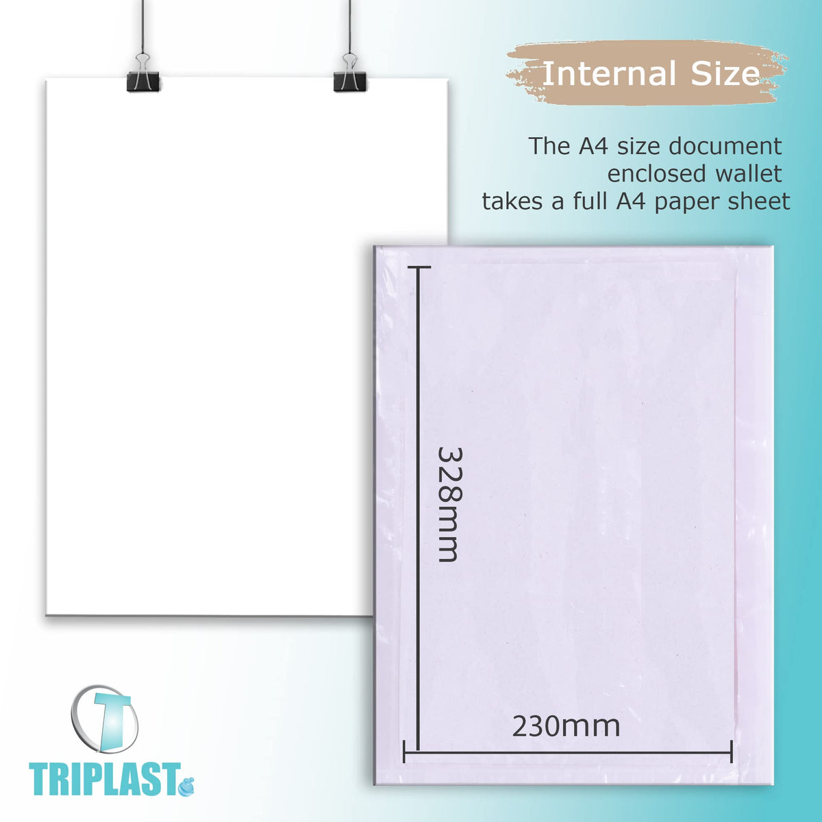 Triplast 1000 x A7 Plain Document Enclosed Wallet (95 x 125 mm) | Peel & Seal Clear Plastic Envelopes/Sleeves/Pockets/Wallets | Attach Invoices, Packing Lists & Delivery Notes to Parcels