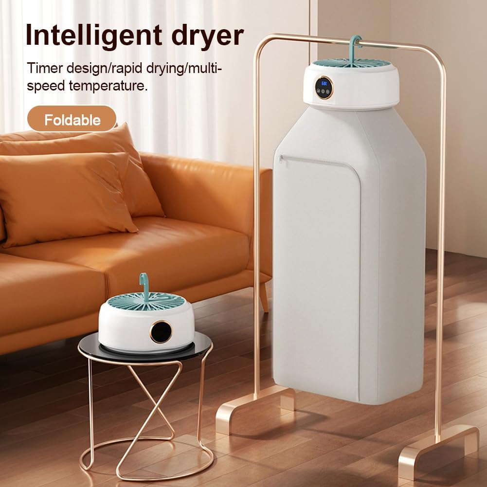 Slim Portable Clothes Dryer, Electric Portable Dryer for Travel and Indoor, Mini Compact Clothes Drying Machine, Portable Dryer Clothes with Heating, Foldable for Travel & Indoor