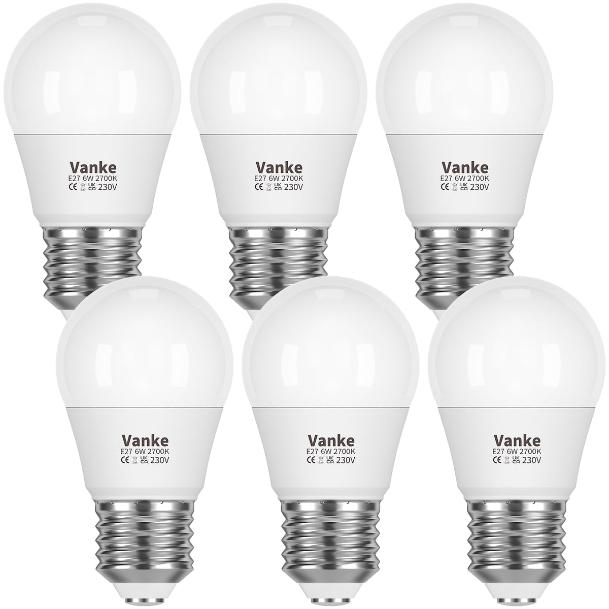 Vanke E27 Screw LED Bulb, Warm White 2700K, 6W(40W Equivalent), Pack of 3