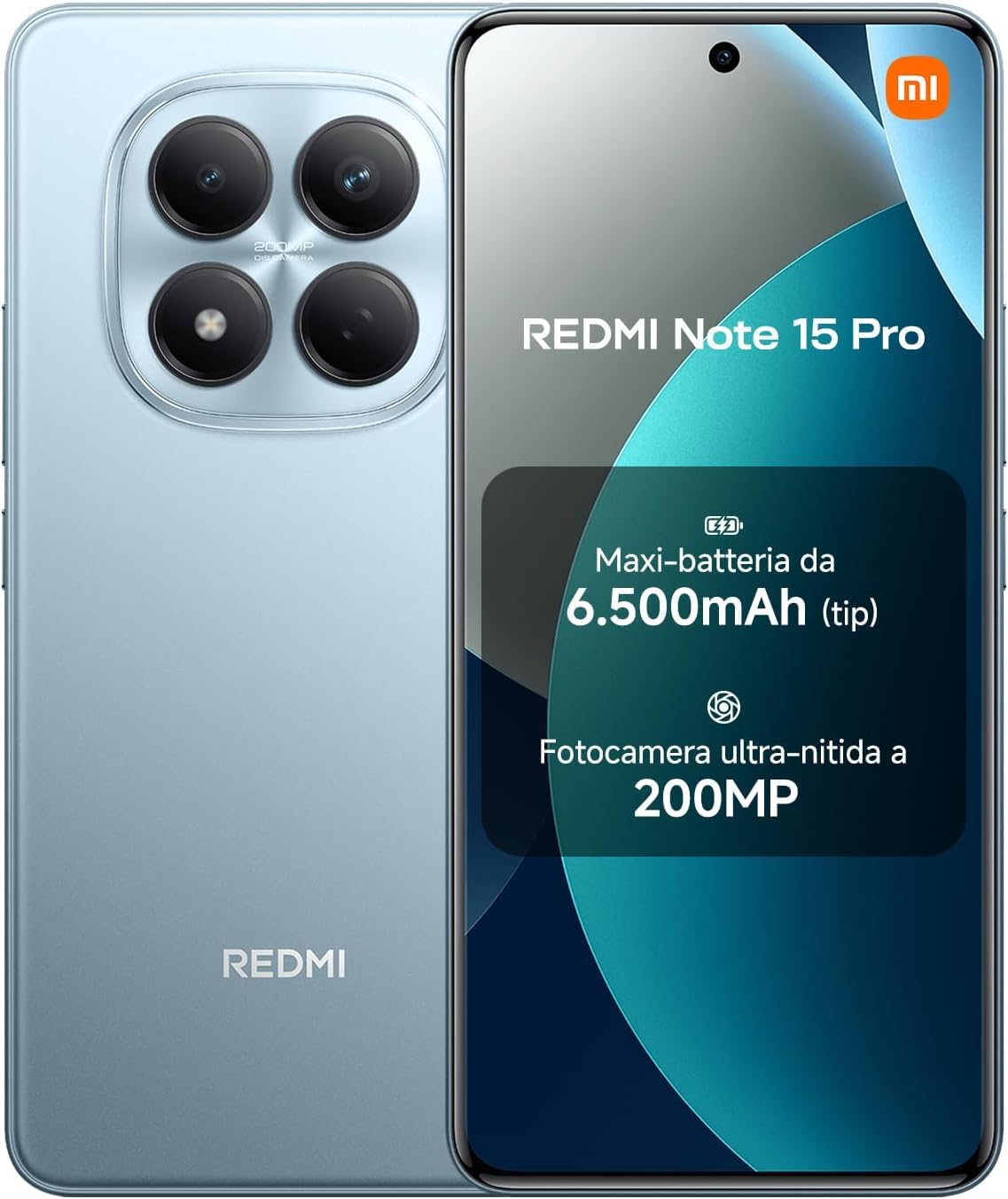 XIAOMI Redmi Note 15 5G, Smartphone 8+256 GB, Ultra-slim Design, IP65 Water Resistance, 108MP Super-clear Camera, 6.77" FHD+ Display, Glacier Blue, Warranty 2 years, Charger Not Included | 120Hz, 25098RA98G