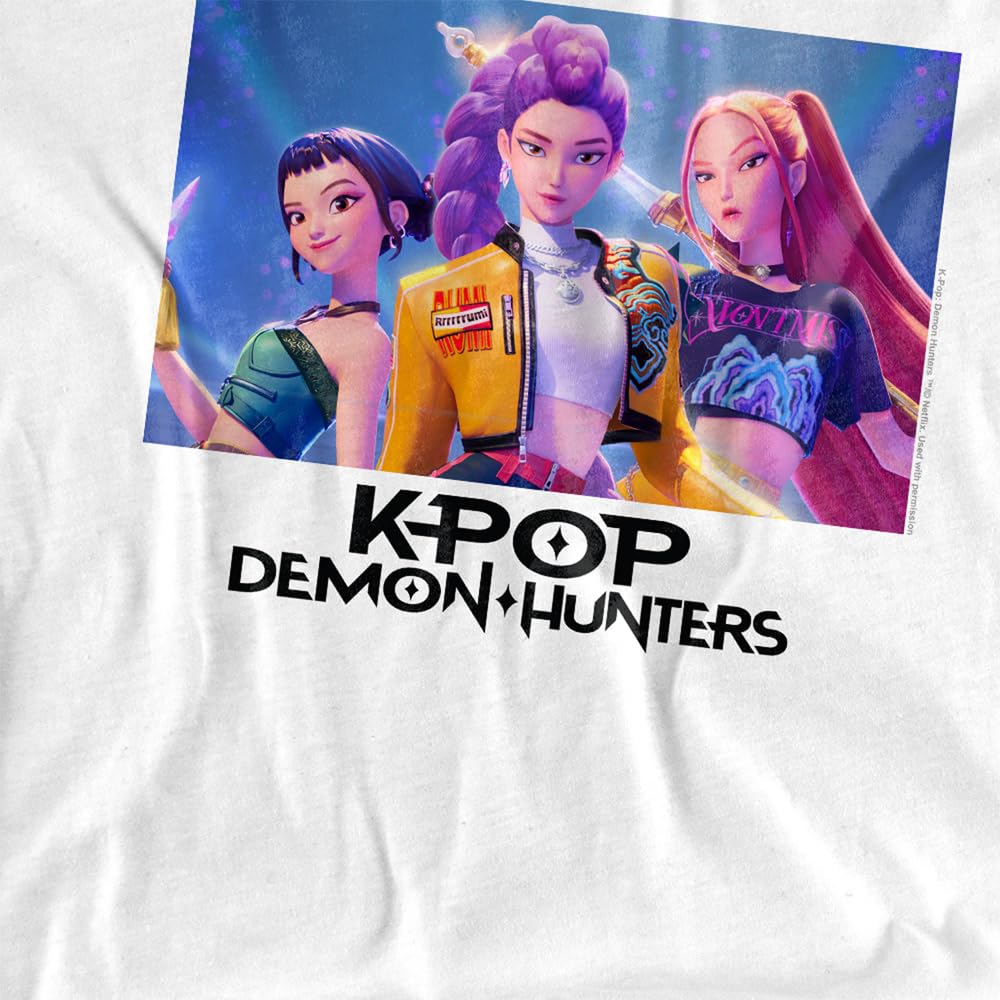 Kpop Demon Hunters Unisex Kids K-pop Demon Hunters - Heroic Huntrix Huntr/X Kids T Shirt, White T-Shirt (Pack of 1)