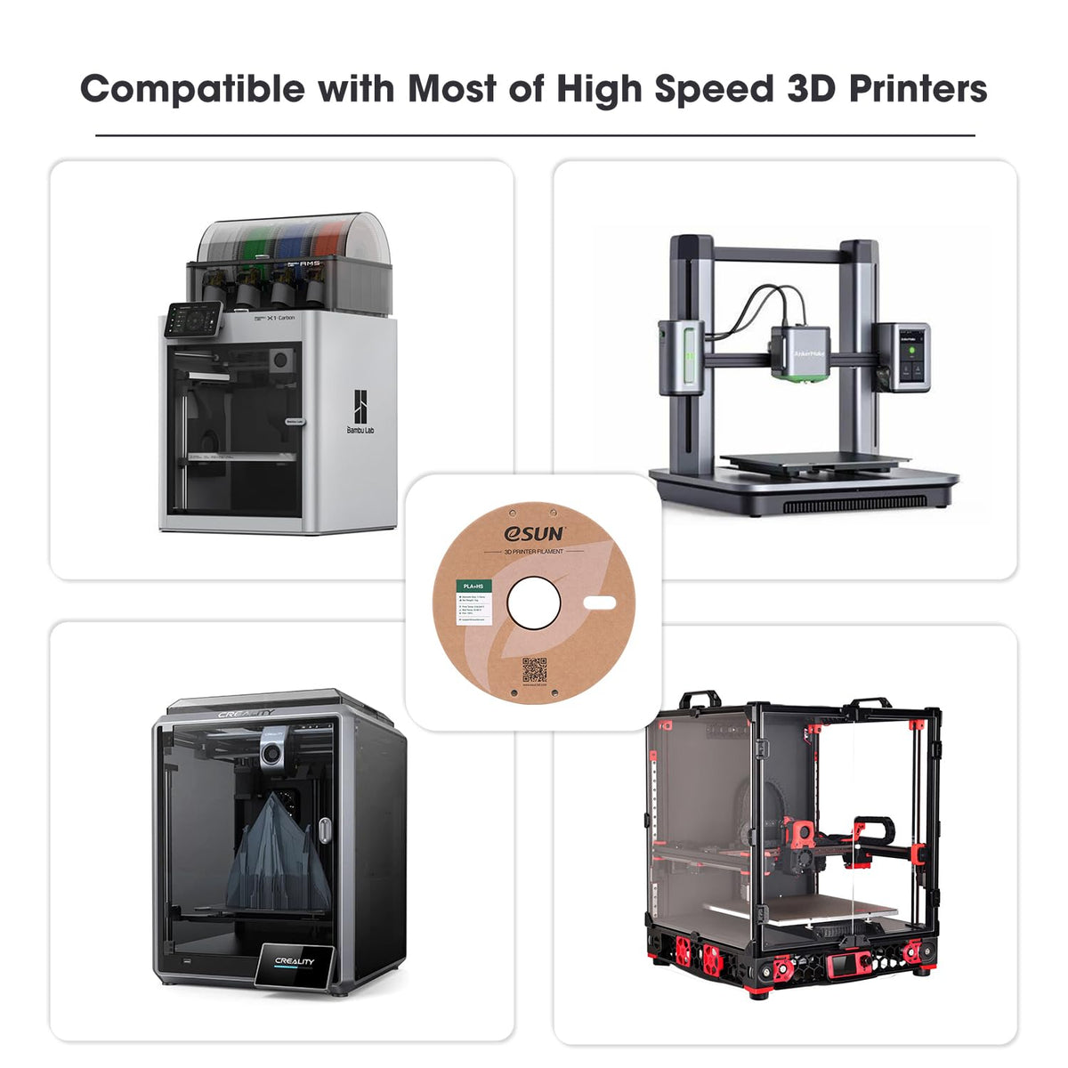 eSUN PLA+ Filament 1KG, PLA+HS High Speed 3D Printer Filament, Cold White