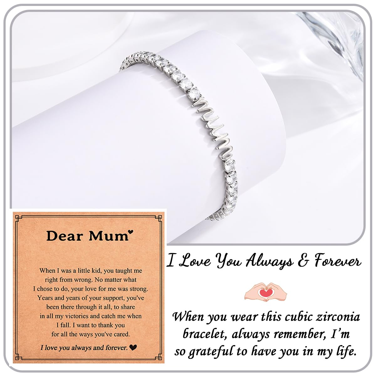 Birthday Gifts for Women Girls, Sparkling Cubic Zirconia Tennis Bracelet Gifts, Christmas Mothers Day Graduation Presents for Her
