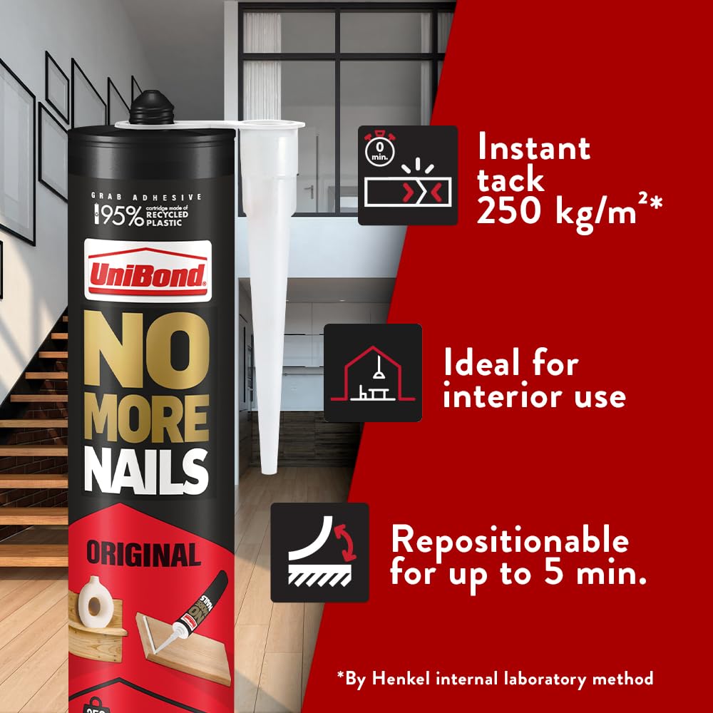 UniBond No More Nails Original, Construction Adhesive, White, 1 x 280 g