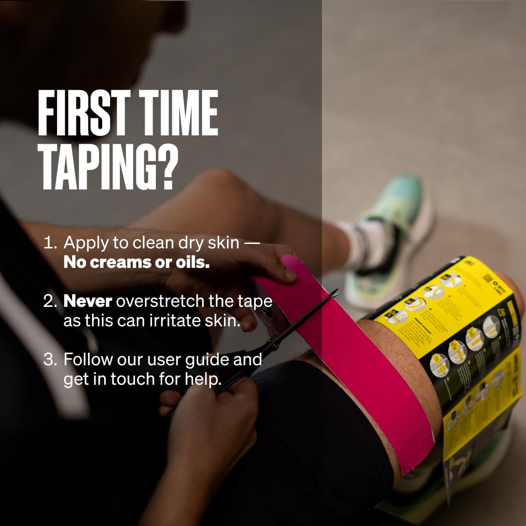 SPORTTAPE Kinesiology Tape, 5cm x 5m, Black - Waterproof, Hypoallergenic