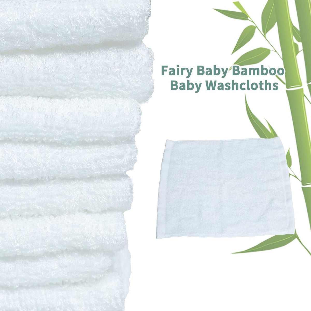 Baby Washcloths 100% Organic Bamboo Bath Washcloth Reusable Face Towels Anti-Bacterial Soft Towel Set Perfect for Newborn(5 Pack)