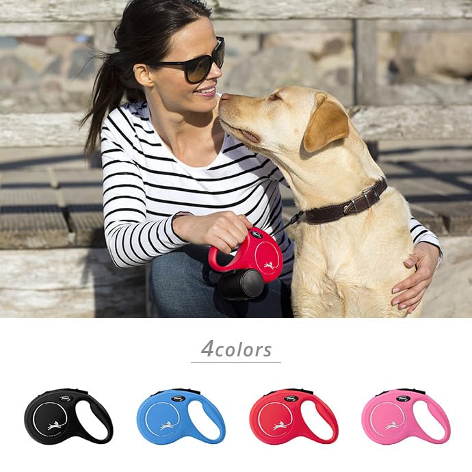 flexi Classic S | 5 m Retractable Cord Leash for Dogs up to 12 kg | Black | Retractable Dog Lead | Weight: 160 g | Dimensions: 9.6 x 16.2 cm