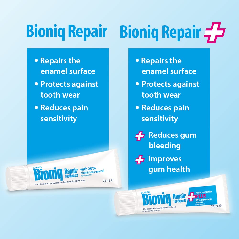 Dr. Wolff's Bioniq Repair Toothpaste | Hydroxyapatite Enamel Repair | for Daily Use | for Sensitive Teeth | Fluoride Free | 100 ml