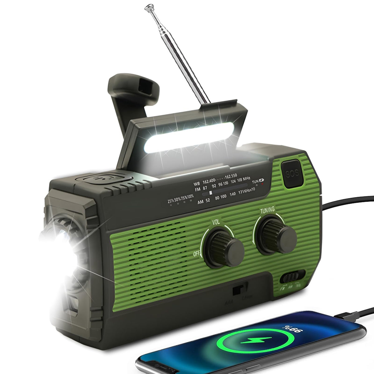 SOLARBABY Wind Up Solar Radio, Emergency Hand Crank Self Powered AM/FM Survival Solar Weather Radio with LED Flashlight,SOS Alarm,2000mAh Emergency Power Bank for Smart Phone (M-Orange)