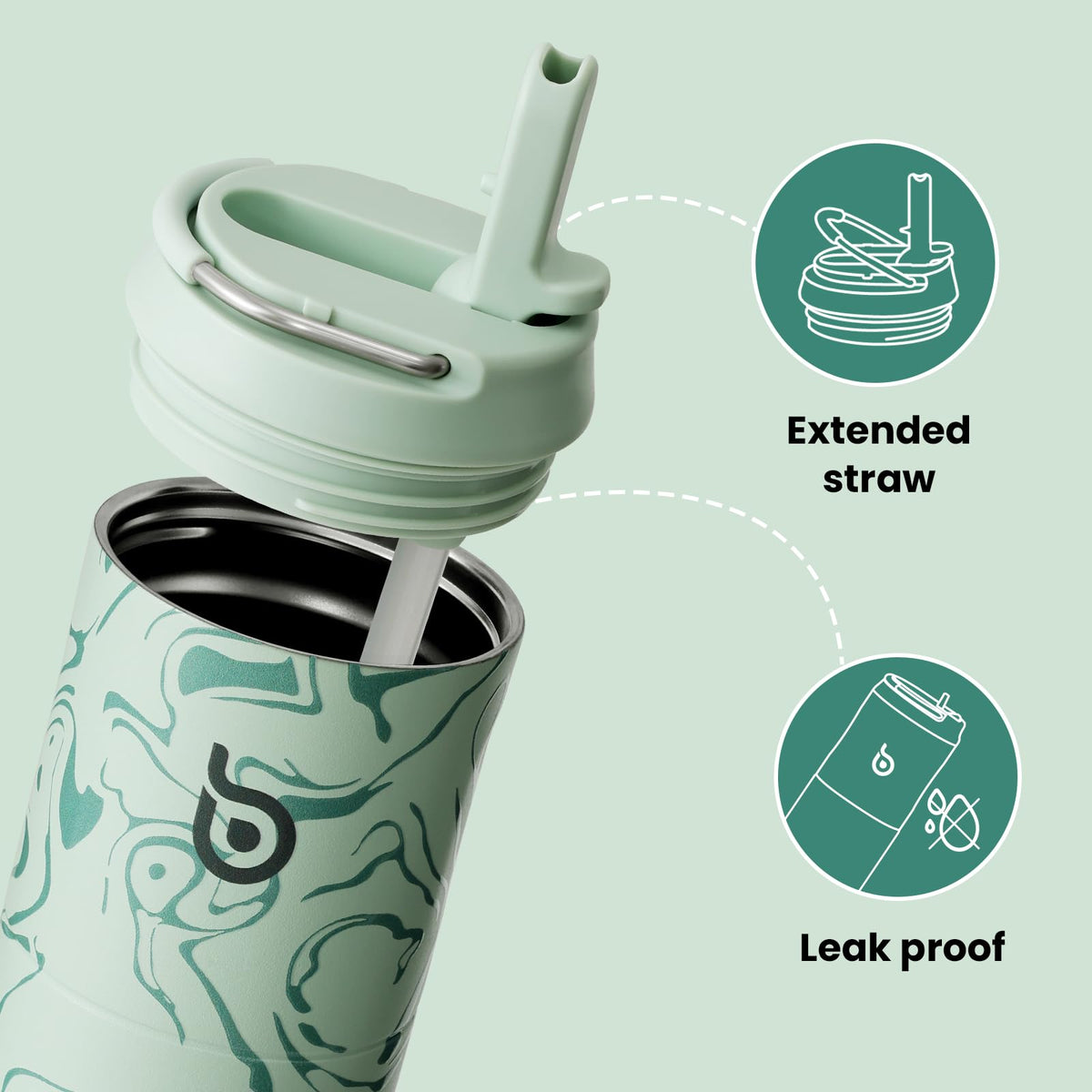 Bottle Bottle Stainless Steel Water Bottle 700ml with Straw and Lid Sports Insulated Metal Water Bottles with Handle(Black)