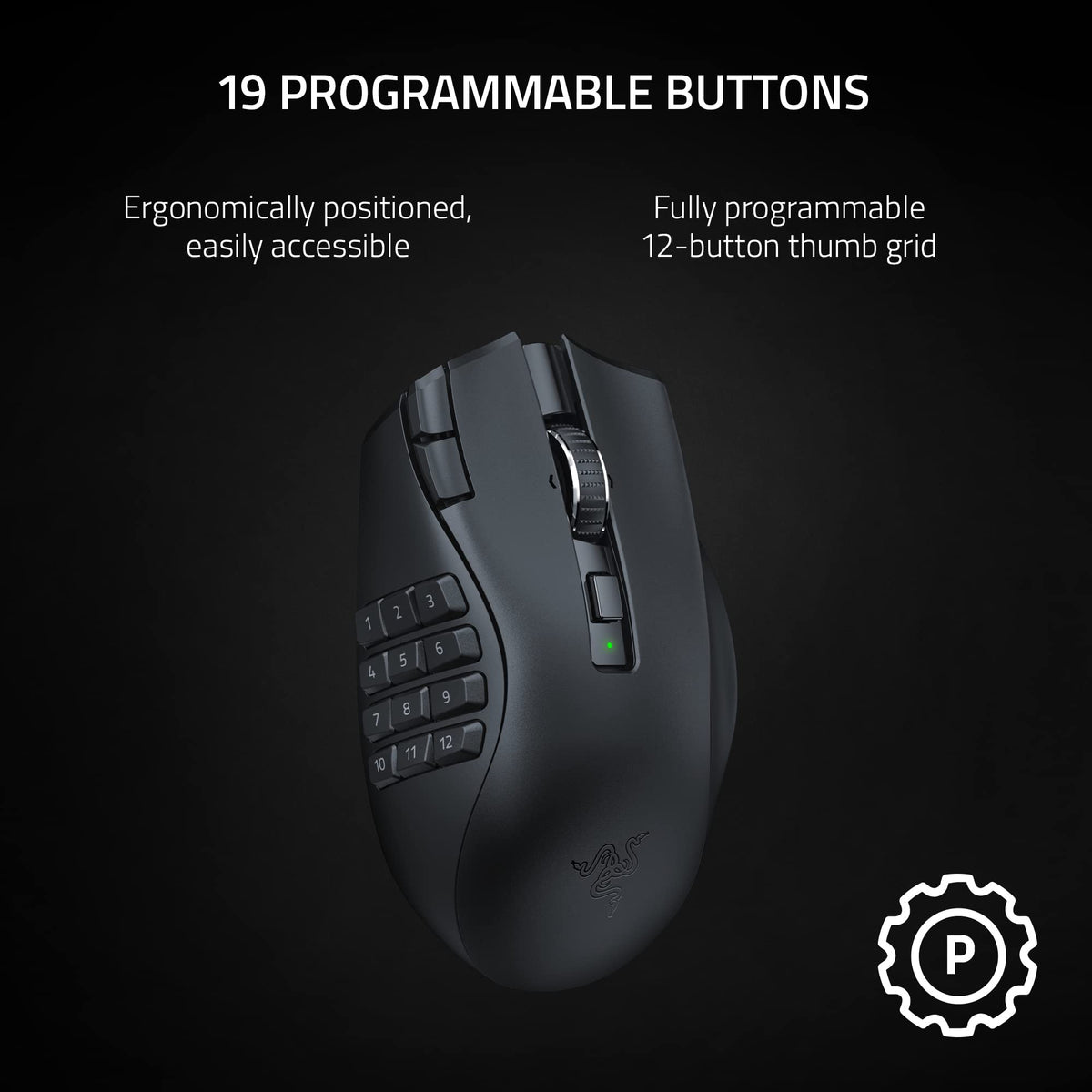 Razer Naga X - Ergonomic MMO Gaming Mouse with 16 Programmable Buttons (2nd Gen Optical Mouse Switches, Advanced 5G Optical Sensor, 85g Ergonomic Design, RGB Chroma, Speedflex Cable) Black