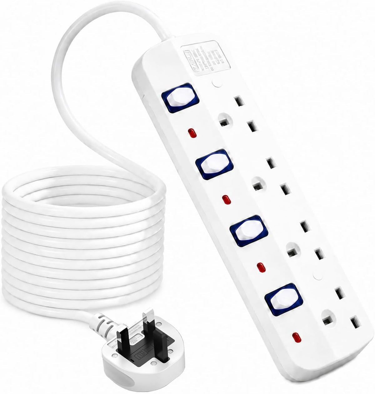 Extension Lead 5M, 4 Plug Extension Lead with Individual Switches(3250W)