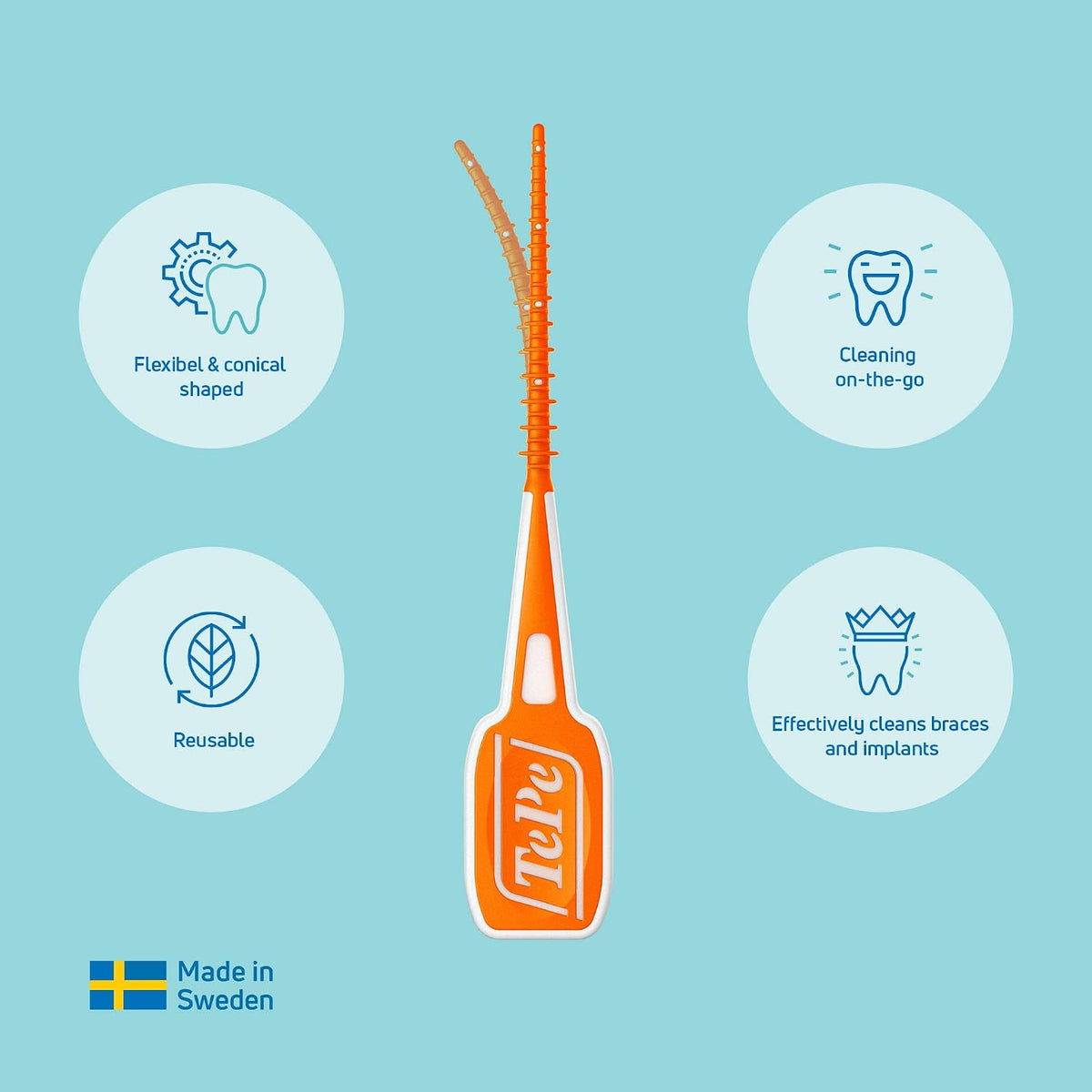 TePe EasyPick Toothpicks, Orange, ISO XS-S, 36pcs, Travel Case Included