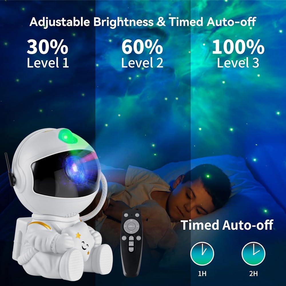 MAZ-TEK Astronaut Galaxy Star Projector - Starry Night Light with Remote Control Timer, 360° Adjustable for Christmas, Birthdays, Valentine's Day