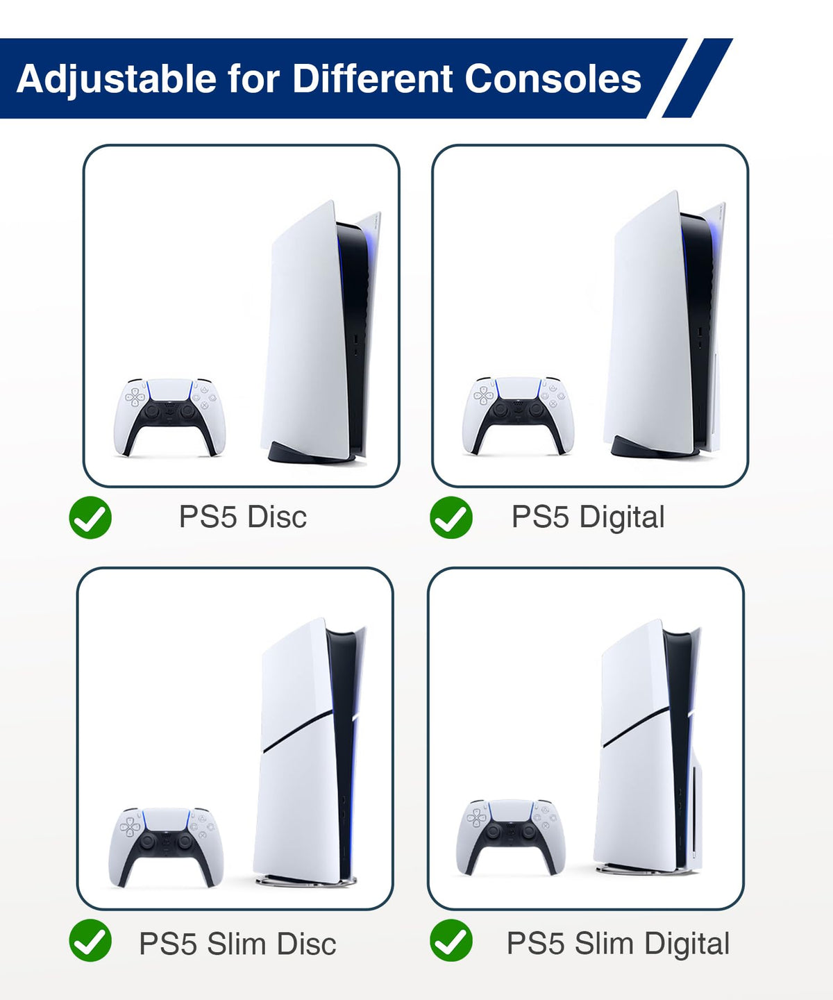 Console Holder Wall Mount for PS5:Gaming Stand for PlayStation 5 and 2 Controller Stand Kits Black