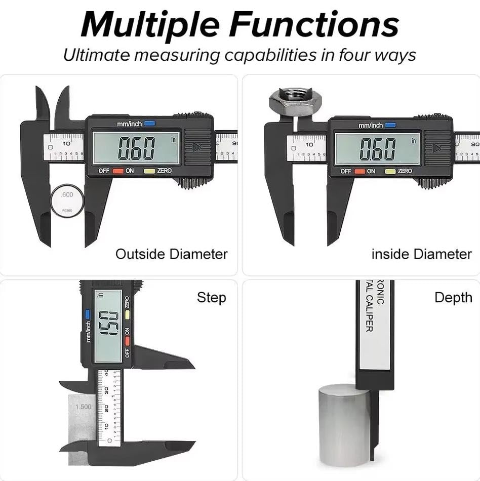 Digital Vernier Caliper,150mm 6 Inch Electronic Micrometer Caliper With Large Lcd Screen,Inch/Metric Conversion,24cm Ruler,Precision Depth Gauge Measuring Tool for DIY,Household,Jewelry,Woodworking