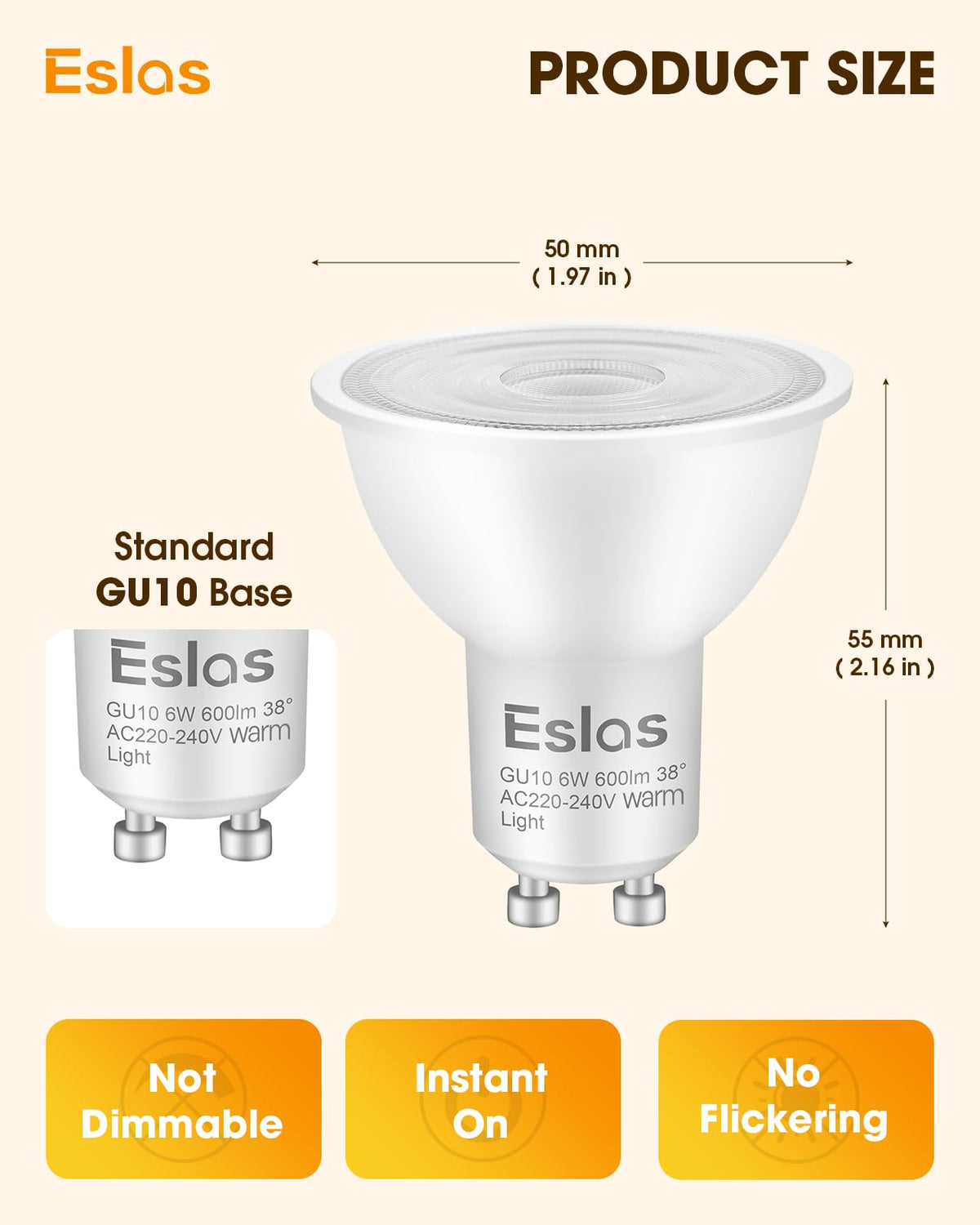 GU10 LED Bulbs Natural White 4000K, 6W, 60 Watts Equivalent, 6 Pack