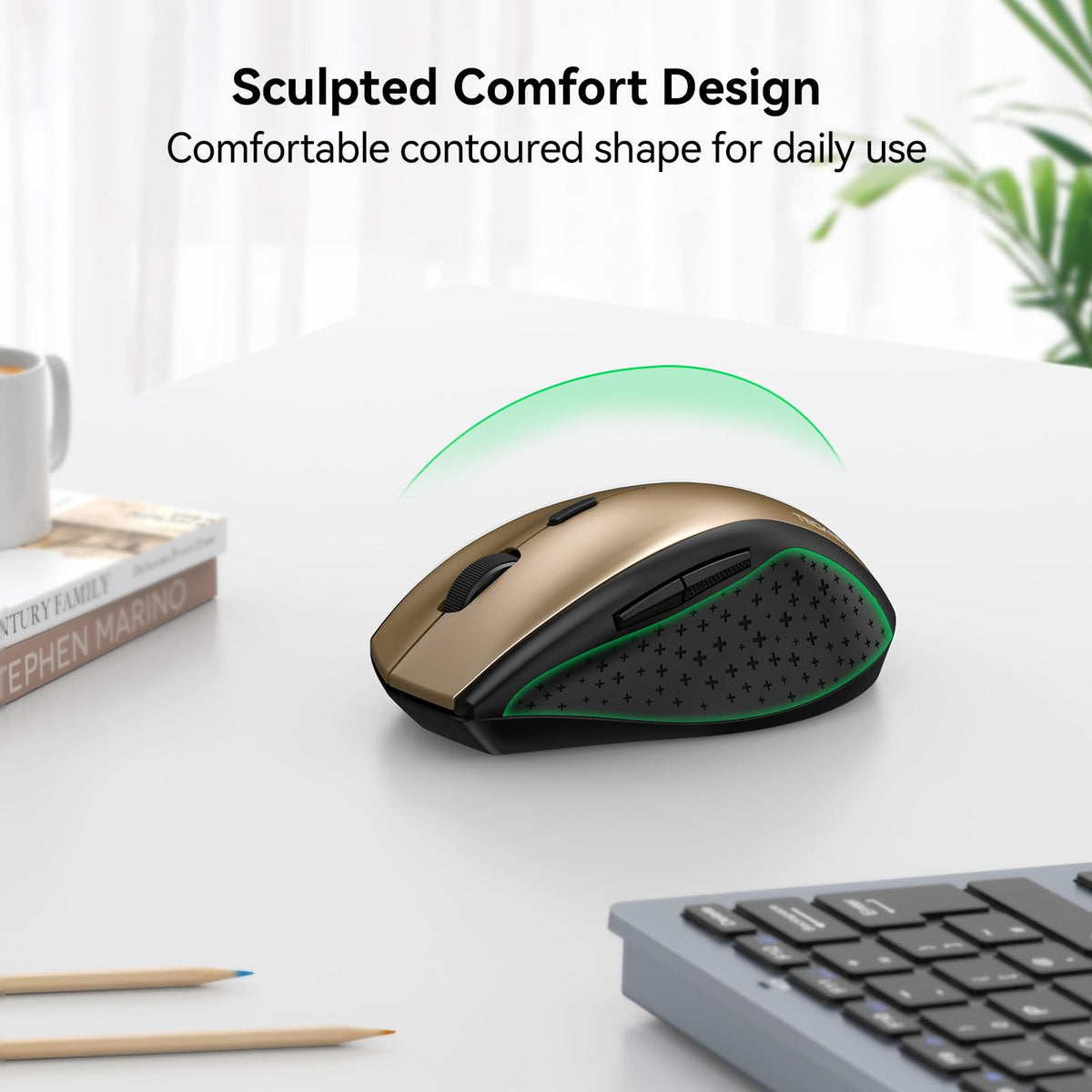 TECKNET Wireless Mouse for Laptop, 4800 DPI Optical Computer Mice with 6 Adjustable Levels, 30 Months Long Battery Life 2.4G Cordless USB Silent Mouse for Notebook, PC, Office Home Work -Grey