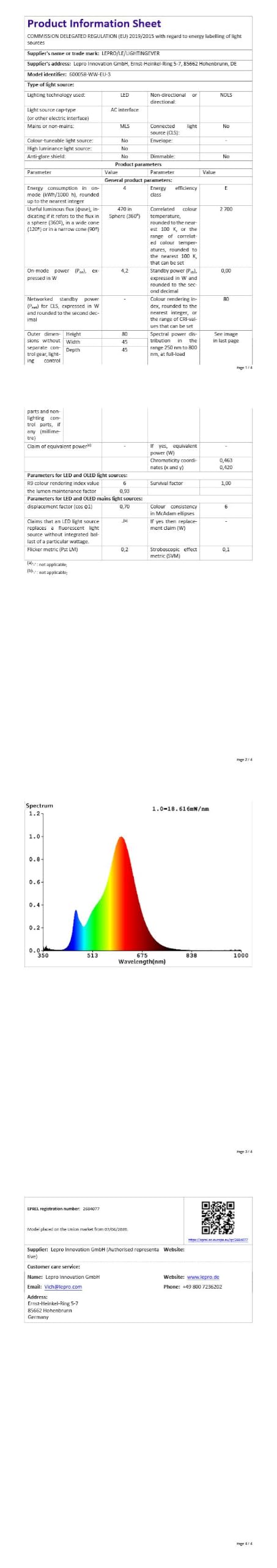 Lepro P45 E14 LED Light Bulb, Warm White 2700K, 4.2W=40W, 470LM, Pack of 6