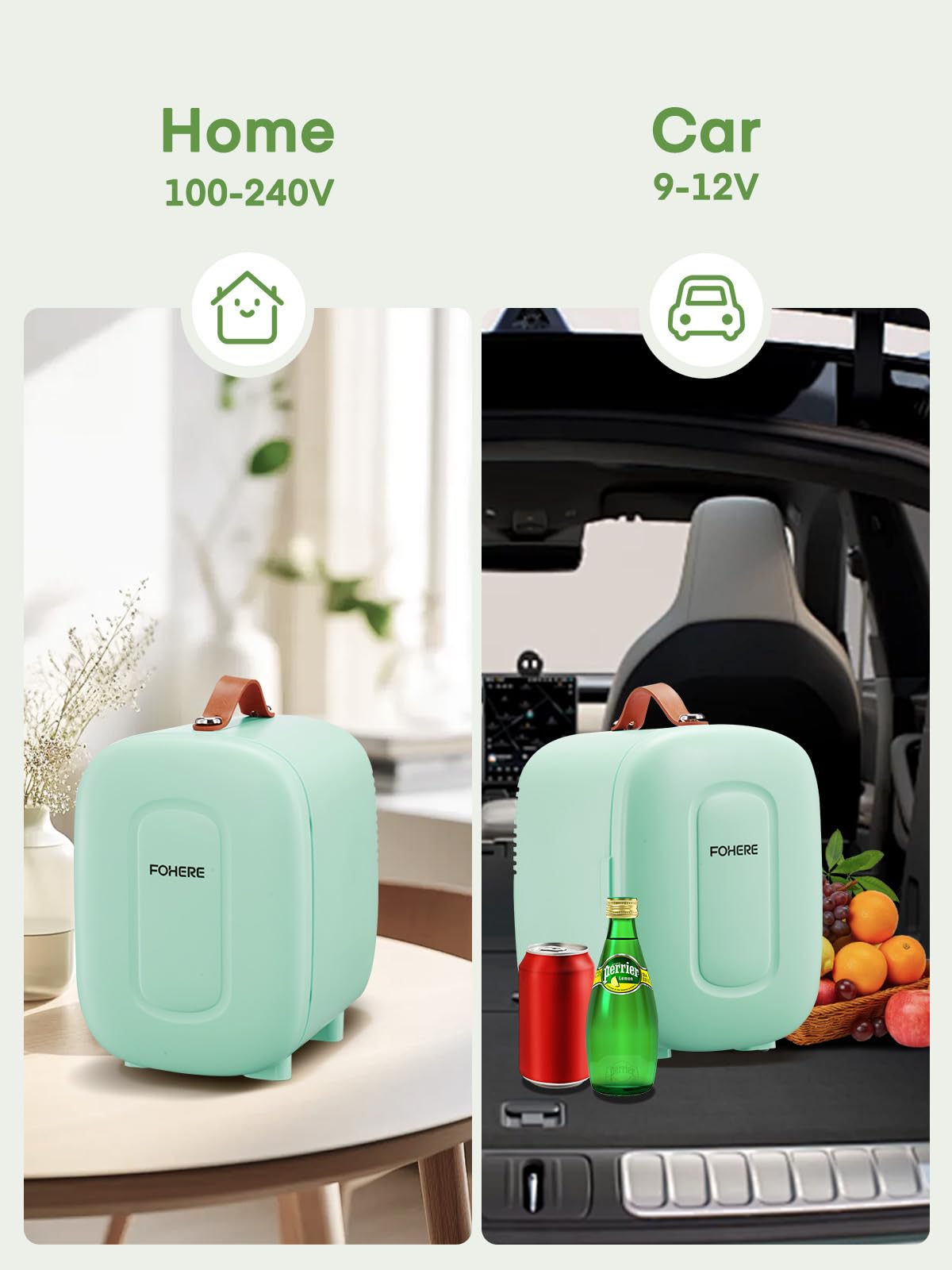 FOHERE Mini Fridge Portable, 5 Liter/6 Cans Small Fridge Cooler & Warmer, Quiet, DC/AC Power, Cmpact Mini Fridge for Bedrooms, Office, Skincare, Car, Travel, Black