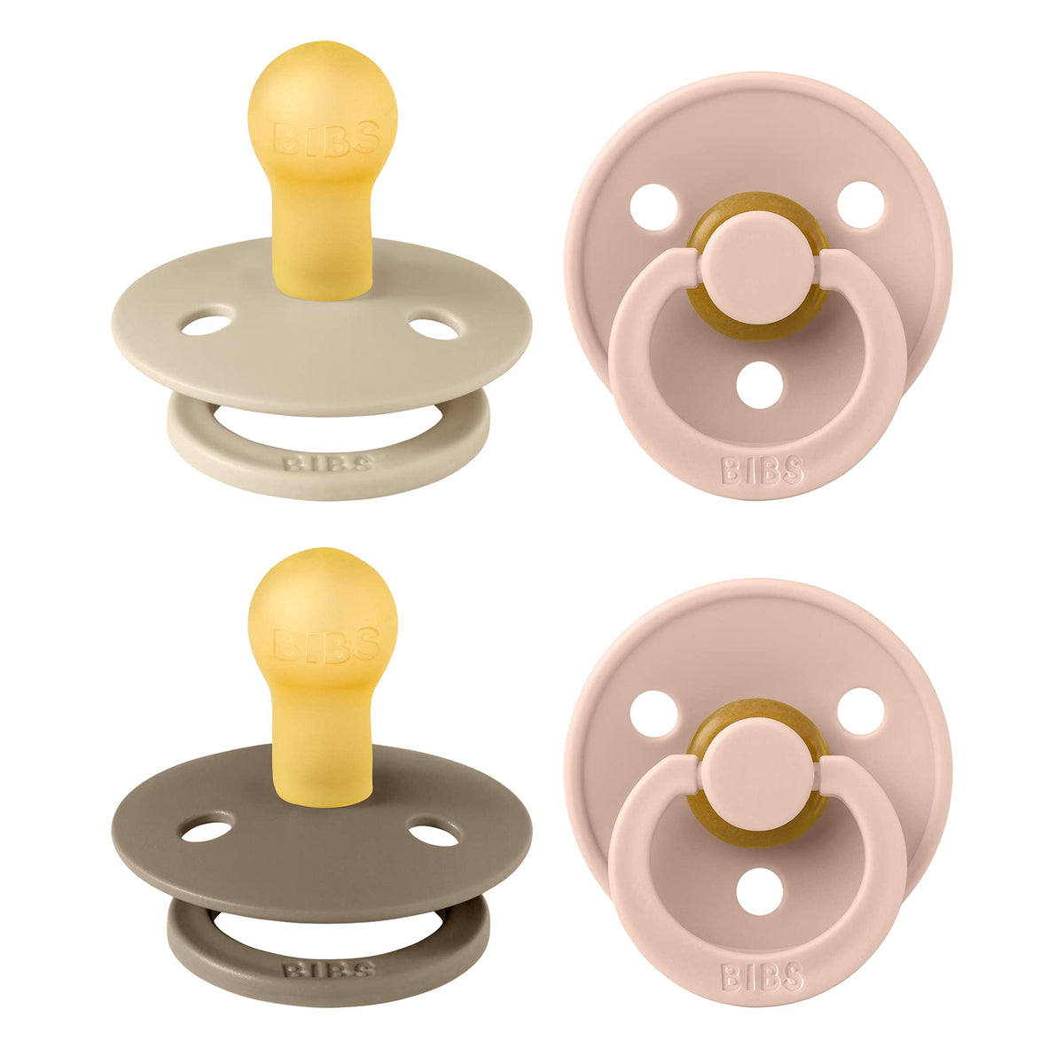 BIBS Colour Glow Dummy, 0-6 Months, 4-Pack, Ivory/Sage/Sage Glow/Cloud Glow