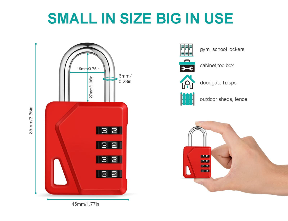 ZHEGE Combination Padlock, 4 Digit Coded Padlock (Sky Blue)