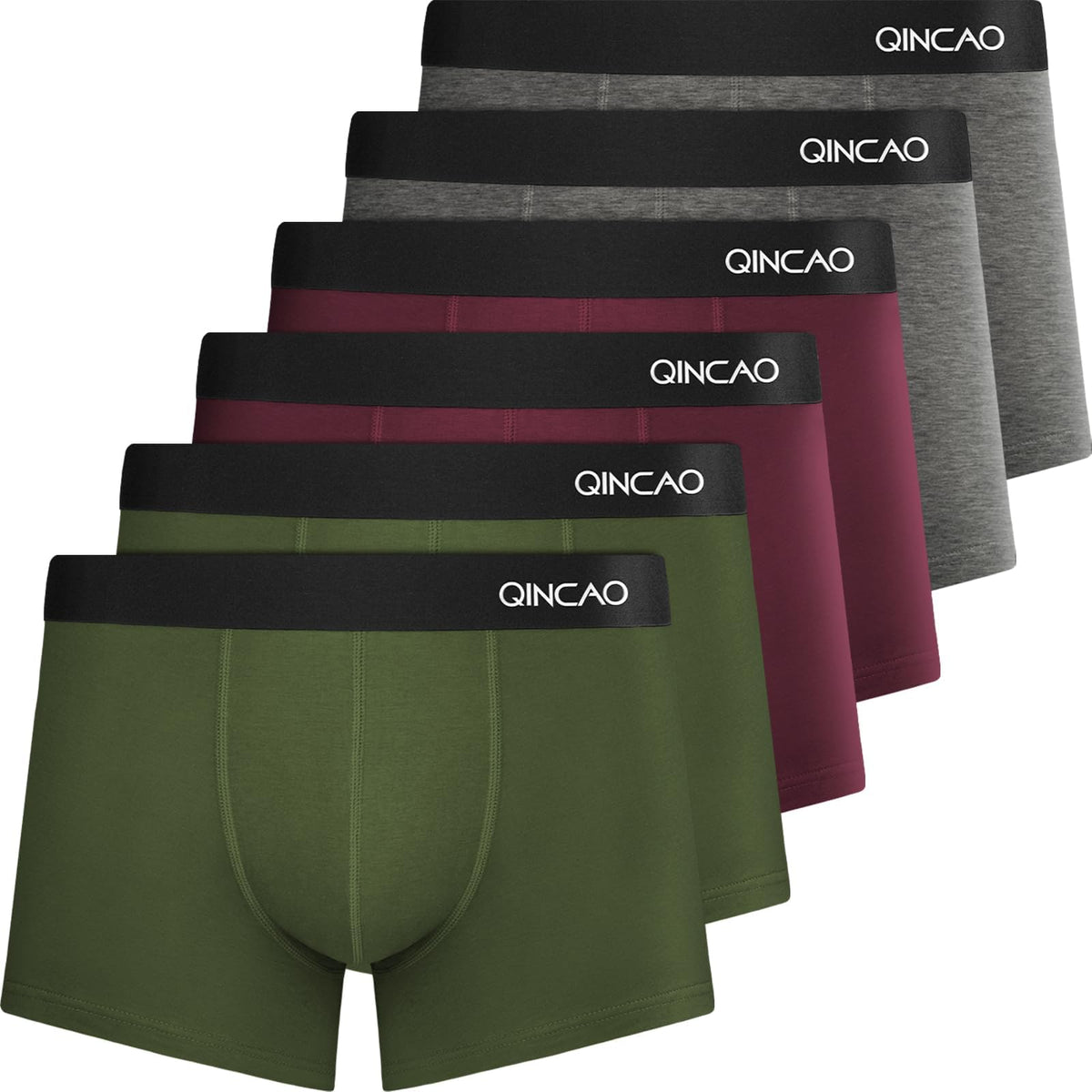 QINCAO Mens Boxers Briefs 6 Pack Combed Cotton Tagless Soft & Slim Fit