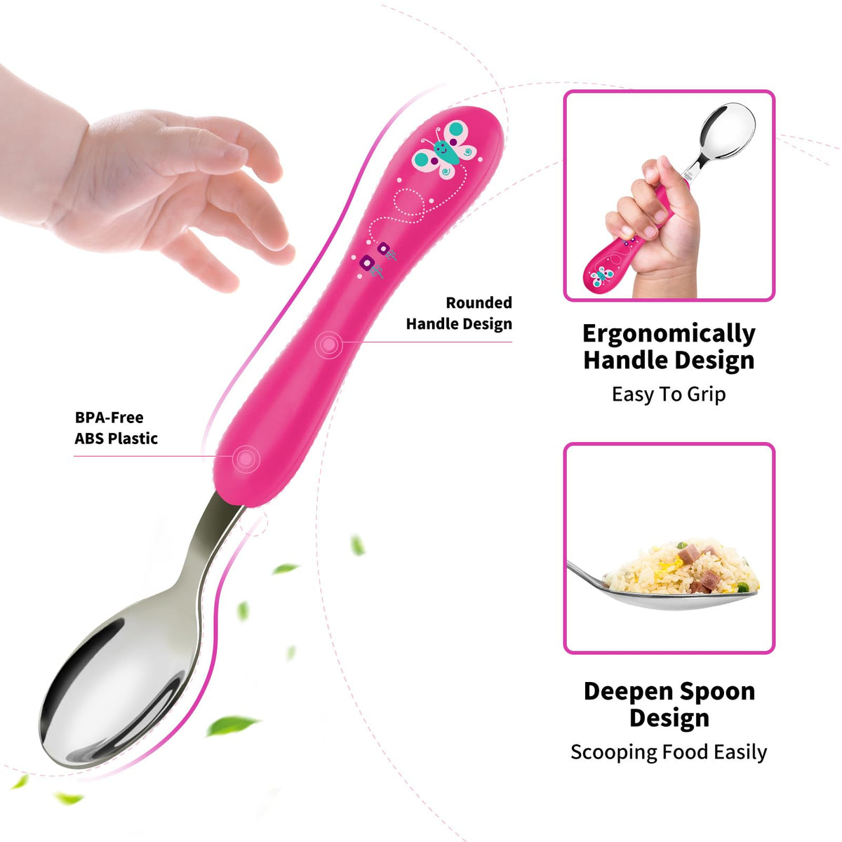 Lehoo Castle Stainless Steel Toddler Cutlery Set, 6-Piece Dinosaur Design