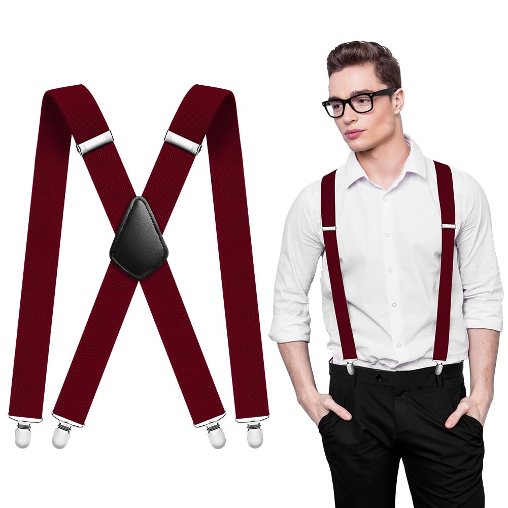 Aomig Mens Braces, Mens Suspenders with Strong Metal Clips, 3.5cm Wide Heavy Duty Suspenders for Men Women Business Wedding Casual