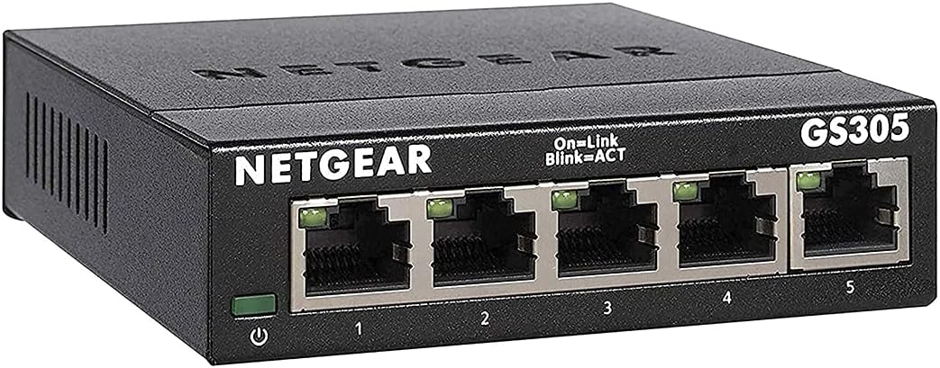 NETGEAR 5 Port Gigabit Network Switch (GS305) | Unmanaged Ethernet Switch | Ethernet Splitter | Silent Operation | Desktop or Wall Mount