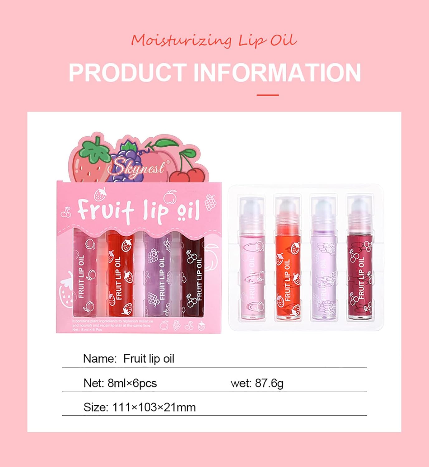 Girls Roll On Lip Gloss Set with Case, 4 Pcs Glossy Lip Make up for Kids and Teens Fruity Flavors, Kid Friendly, Party Gift, Best Friends