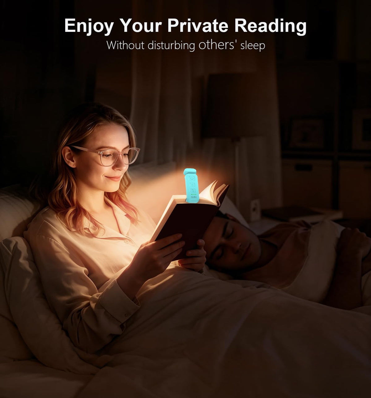 Gritin Book Light Rechargeable, Reading Light Lamp Clip on Books