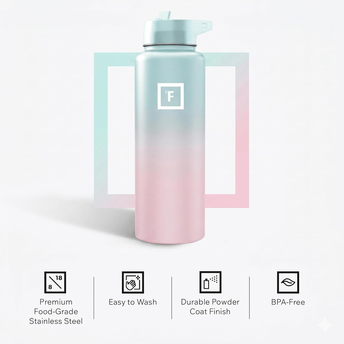 Insulated Water Bottle with Straw - 650/950/1200/1800 ml - Leakproof Double-Walled Stainless Steel Metal Drink Flask BPA-Free - Sports Travel Gym Camping Hiking Kids