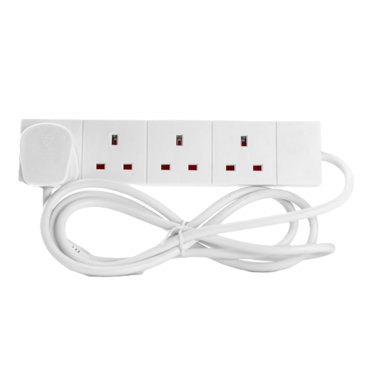 STATUS 4 Way Socket Extension Lead, 4m Cable with Neon Power Indicator, 13A Multi-Plug Strip for Home or Office, Wall Mountable, White (S4W4MS6)