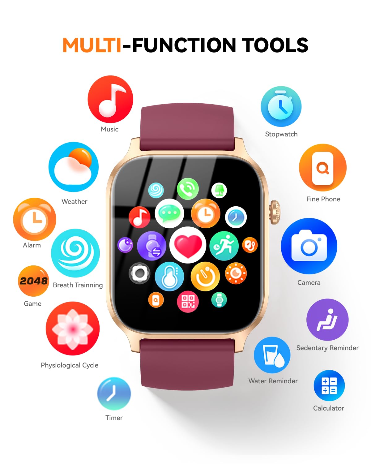 Smart Watch for Men Women- Answer/Make Call, 2024 IP68 Waterproof Fitness Tracker Watch with Sleep Step Counter Activity Smartwatch for Samsung Android iPhone iOS (Black-Blue, 1.83)