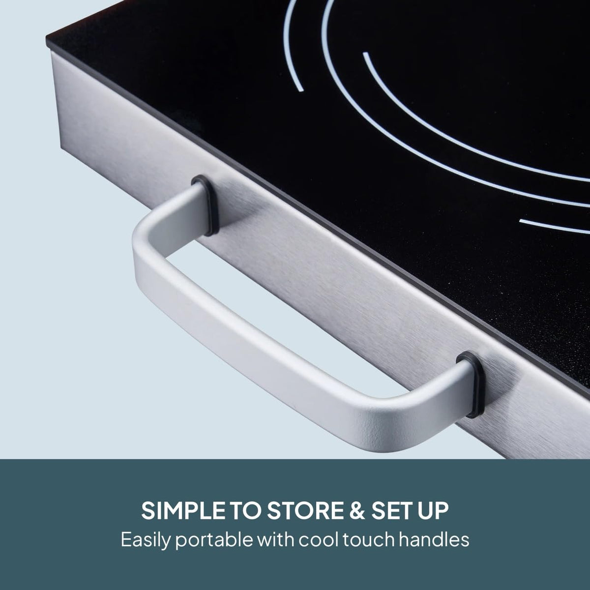 Cooks Professional Single Electric Ceramic Hob 2000W | Plug In Portable Hot Plate Powerful Countertop Stove with Non-Slip Feet, Side Handles & Knob Control | 17.5cm Diameter