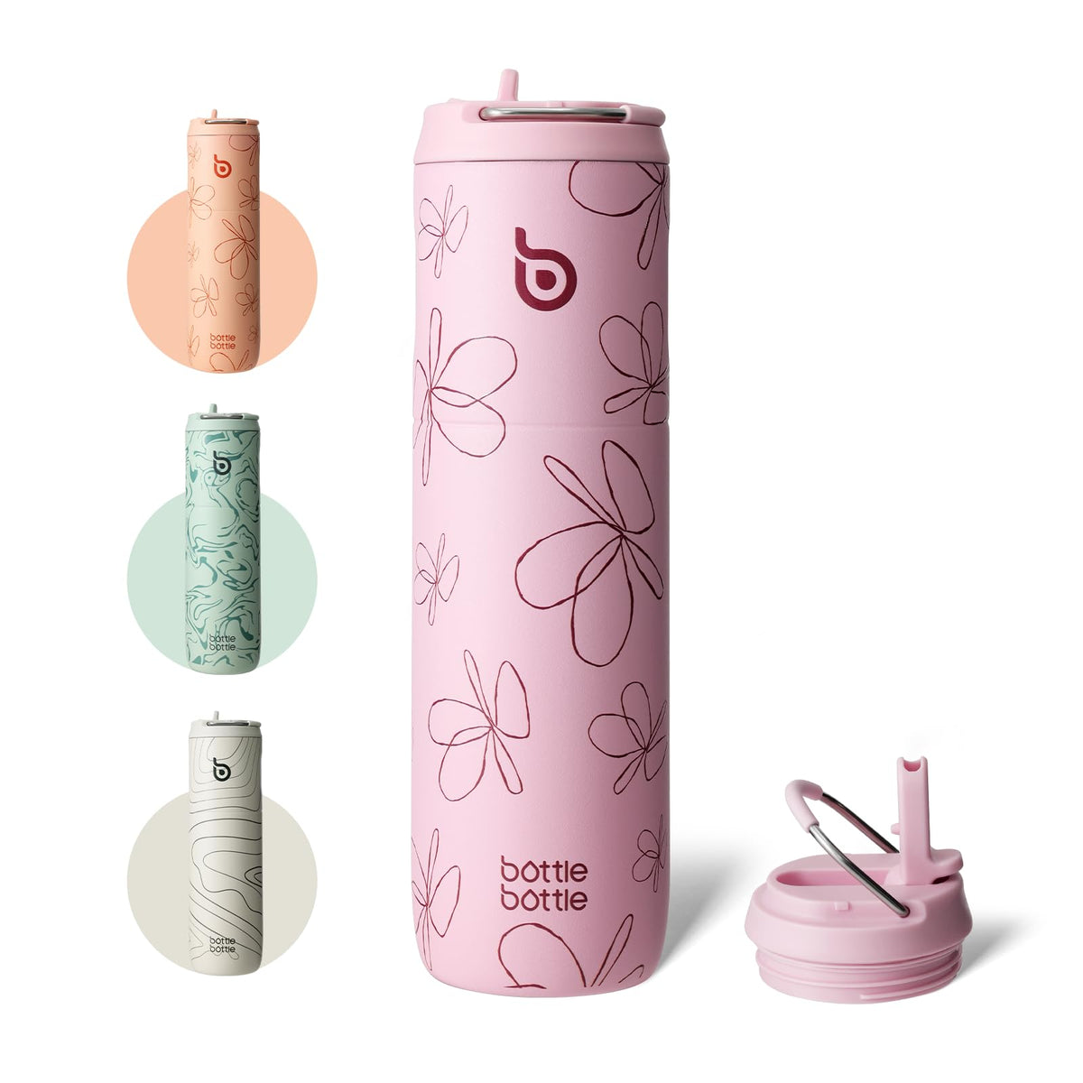 Bottle Bottle Stainless Steel Water Bottle 700ml with Straw and Lid Sports Insulated Metal Water Bottles with Handle(Black)