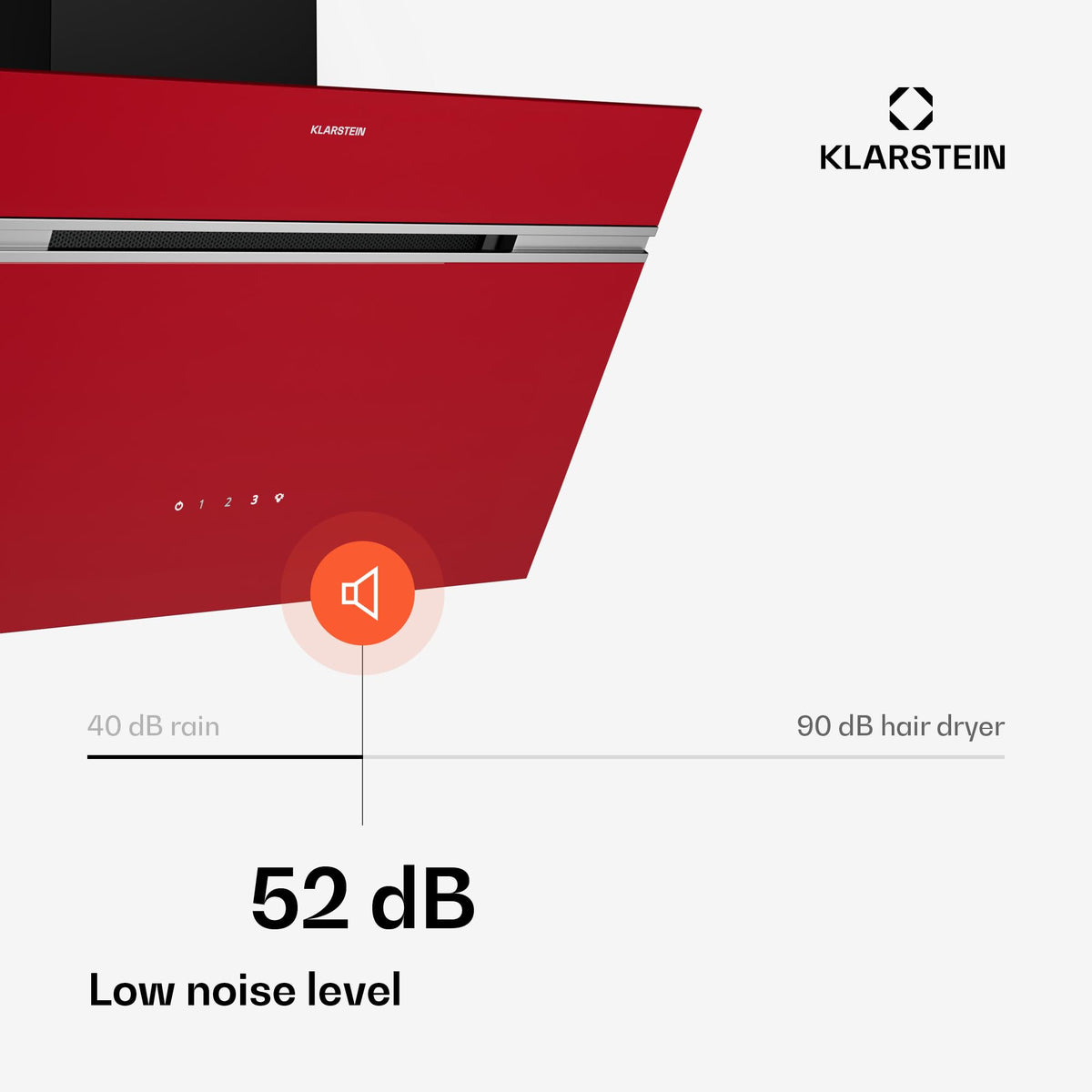 Klarstein Alina 90 Angled Cooker Hood - 615m³/h Air Flow, Touch Panel, LED Backlighting, Quiet 63dB, Energy Class A, 90cm Extractor Hood, Black