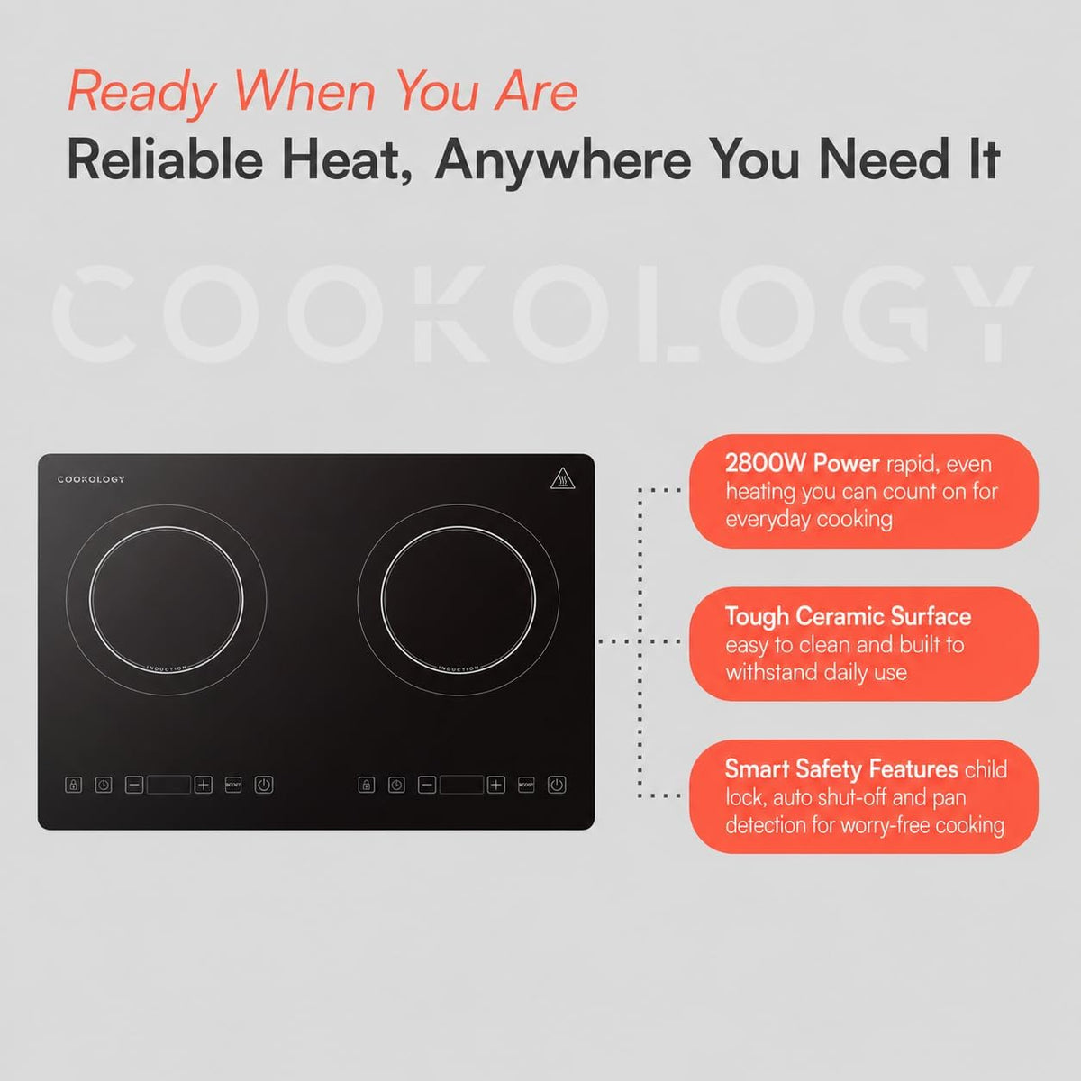 Cookology 2100W Portable Induction Hob - Single Zone